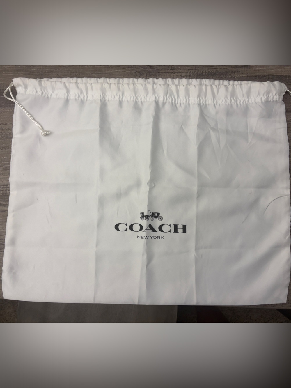 Coach White Logo Drawstring Dust Bag